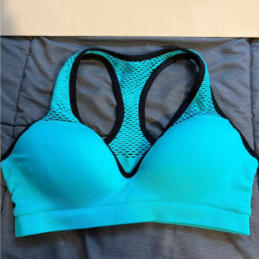 PINK Victoria's Secret Teal Mesh push up Racerback Sports Bra